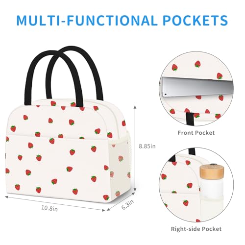 DALINDA Lunch Bag Lunch Box for Women Men,Cute Strawberry lunchbag Reusable Insulated Lunch Tote Bag - Image 5