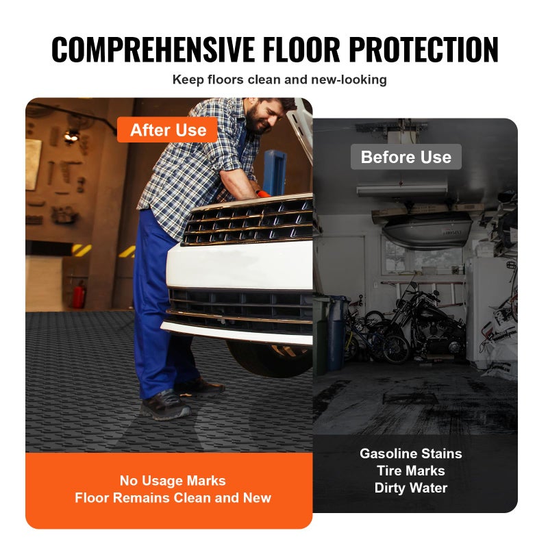 VEVOR Garage Floor Tiles 12 x 12 x 0.53 inch, Interlocking Design Ease of Installation Double-Sided Texture Non-Slip Sturdiness, for Garages, Basements, Repair Shops, Black, 25 Pack - Image 5
