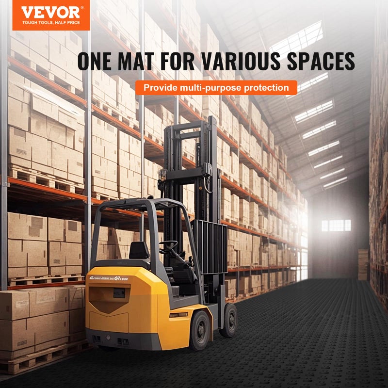 VEVOR Garage Floor Tiles 12 x 12 x 0.53 inch, Interlocking Design Ease of Installation Double-Sided Texture Non-Slip Sturdiness, for Garages, Basements, Repair Shops, Black, 25 Pack - Image 2