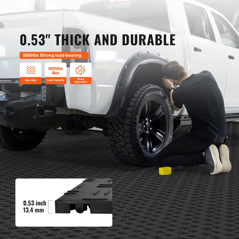 VEVOR Garage Floor Tiles 12 x 12 x 0.53 inch, Interlocking Design Ease of Installation Double-Sided Texture Non-Slip Sturdiness, for Garages, Basements, Repair Shops, Black, 25 Pack - Image 3