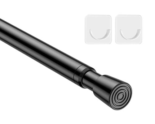 MEXAU 1Pack Spring Tension Curtain Rod 26-39 inch Black Adjustable Spring Rod Extendable Tension Rod For Kitchen, Bathroom, Window, Bookshelf, Closet - Image 1