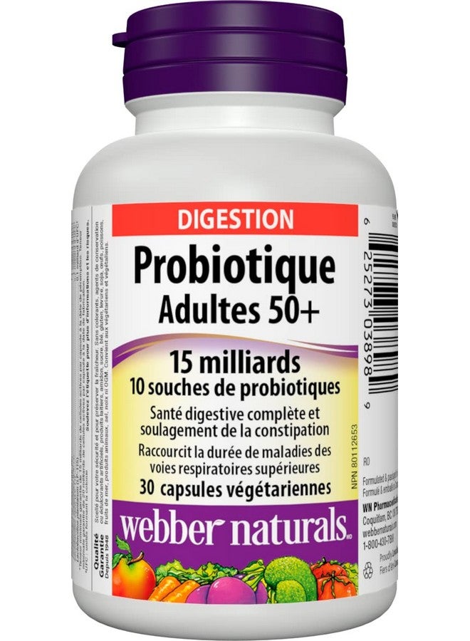 Webber Naturals Probiotic Adult 50+, 15 Billion Active Cells, 10 Probiotic Strains, 30 Capsules - Image 2