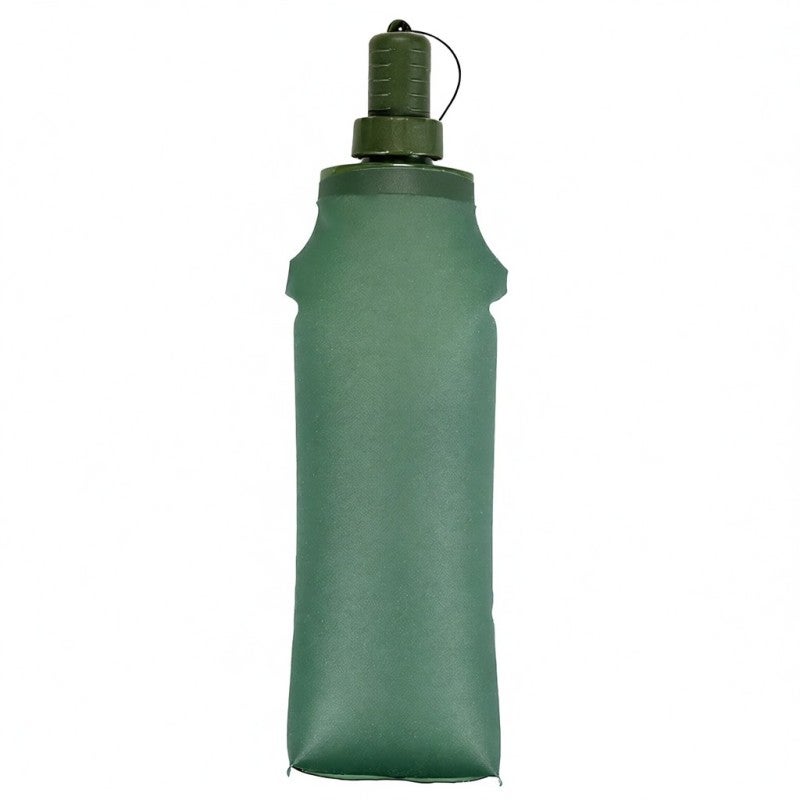 Bonlex Foldable Water Bottle: 500ml Dark Green Anti-Microbial TPU Compact Hydration Bottle - Soft Bite Valve Wide Mouth Portable Water Container for Outdoor Travel Daily Use - Image 1