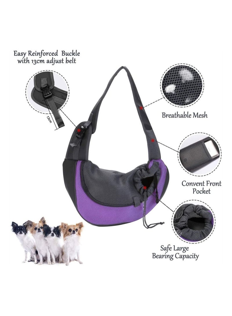 Y&D Pet Carrier Sling Front Pack Cat Puppy Purse Breathable Mesh Travel for Small or Medium Dogs Cats Bag (Purple) - Image 3