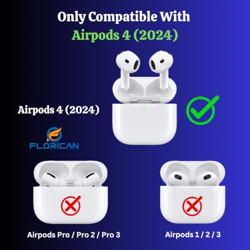 FLORICAN 3D Case for Apple Airpods 4 (2024) Cute Design Suitable ONLY for AirPods 4 / AirPods 4 ANC with Shockproof Full Protection (White Cat) (White Cat) - Image 2