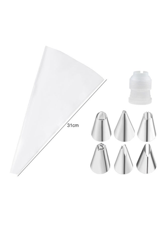 Cake Piping Bags and Tips, 6 Decorating Stainless Steel Pastry Tips 1 Coupler and 1 Reusable Pastry Bags