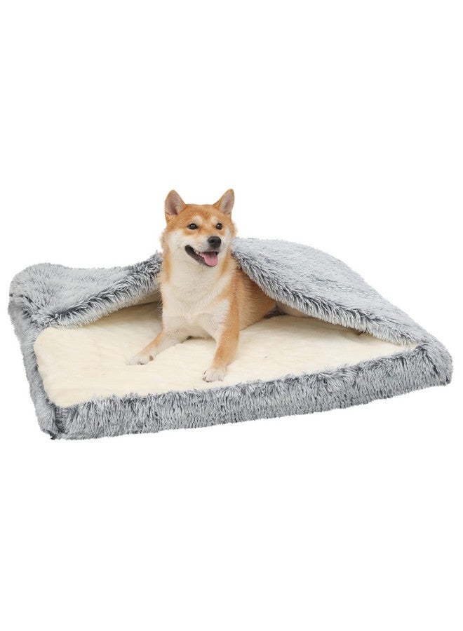 SSAWcasa Dog Bed with Cover Cave, Orthopedic Dog Bed with Blanket, 33.5 * 27.6'' Rectangle Pet Crate Cozy Cuddler Mat, Anti-Anxiety Memory Foam Calming Pad for Puppy Cat with Removable Washable Cover - Image 1