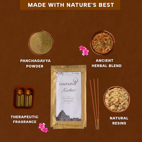 GOW DURBAR GowDurbar Zipper Agarbatti Kasturi Oil Fragrance 150g (Pack of 2) | Organic Incense Sticks with Panchagavya | Coal-Dust-Free | for Pooja, Yoga & Meditation - Image 4