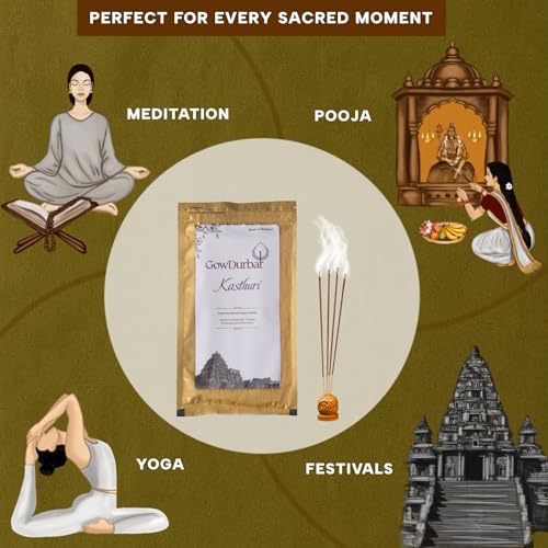 GOW DURBAR GowDurbar Zipper Agarbatti Kasturi Oil Fragrance 150g (Pack of 2) | Organic Incense Sticks with Panchagavya | Coal-Dust-Free | for Pooja, Yoga & Meditation - Image 5