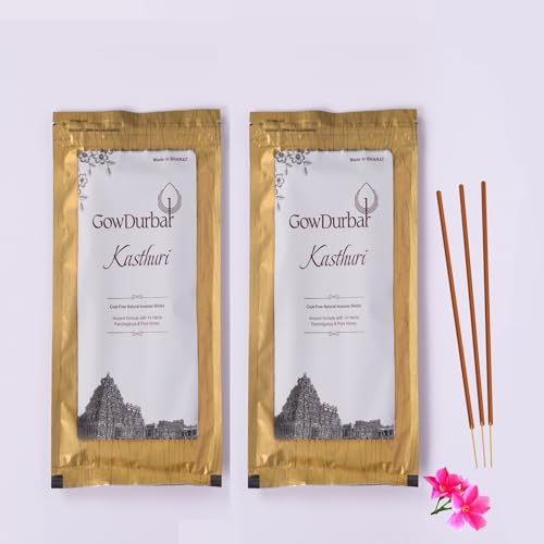 GOW DURBAR GowDurbar Zipper Agarbatti Kasturi Oil Fragrance 150g (Pack of 2) | Organic Incense Sticks with Panchagavya | Coal-Dust-Free | for Pooja, Yoga & Meditation - Image 1