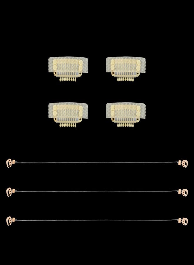 YTBYT 3 Pcs Invisible Elastic Wire Fishing Line with 4 Pcs Stickable Wig Clips for Hair Extensions (Blonde) - Image 1