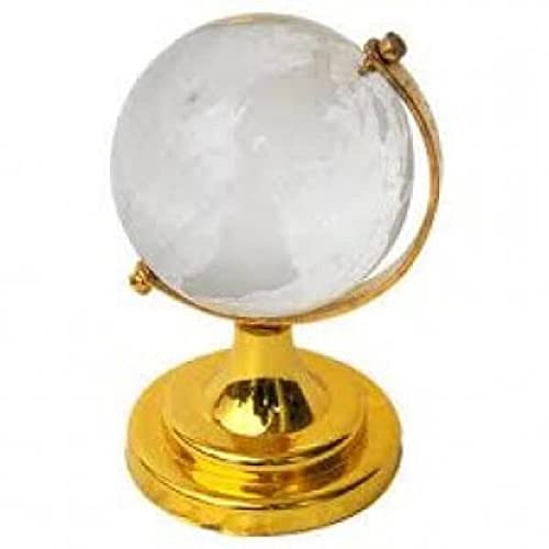 SoilMade Crystal Globe, Round Shape, Glass and Metal Made, Size Aprox 4.5cm and 60g, Pack of 1 Crystal Globe in Box - Image 1
