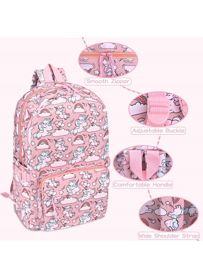 GGEROU Unicorn School Bag Backpack for Girls Boys, 3Pcs Large Schoolbag Book Bag Rucksack Backpack for School with Lunch Bag and Pencil Case for Students Teenagers Kids, Pink  - Image 2
