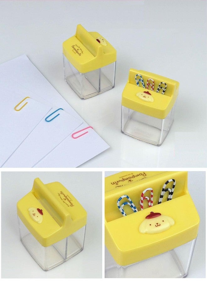 LENITH Cute Animal Faced Pompompurin Paper Clip Dispenser Magnetic Lid Boxes with 6 Paper Clips Case - Image 2