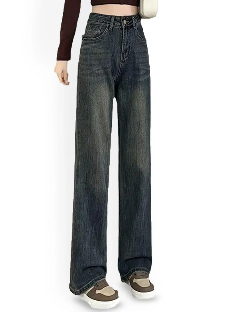 YUNIQEE Blue Cotton Straight Fit High-Rise Denim Jeans