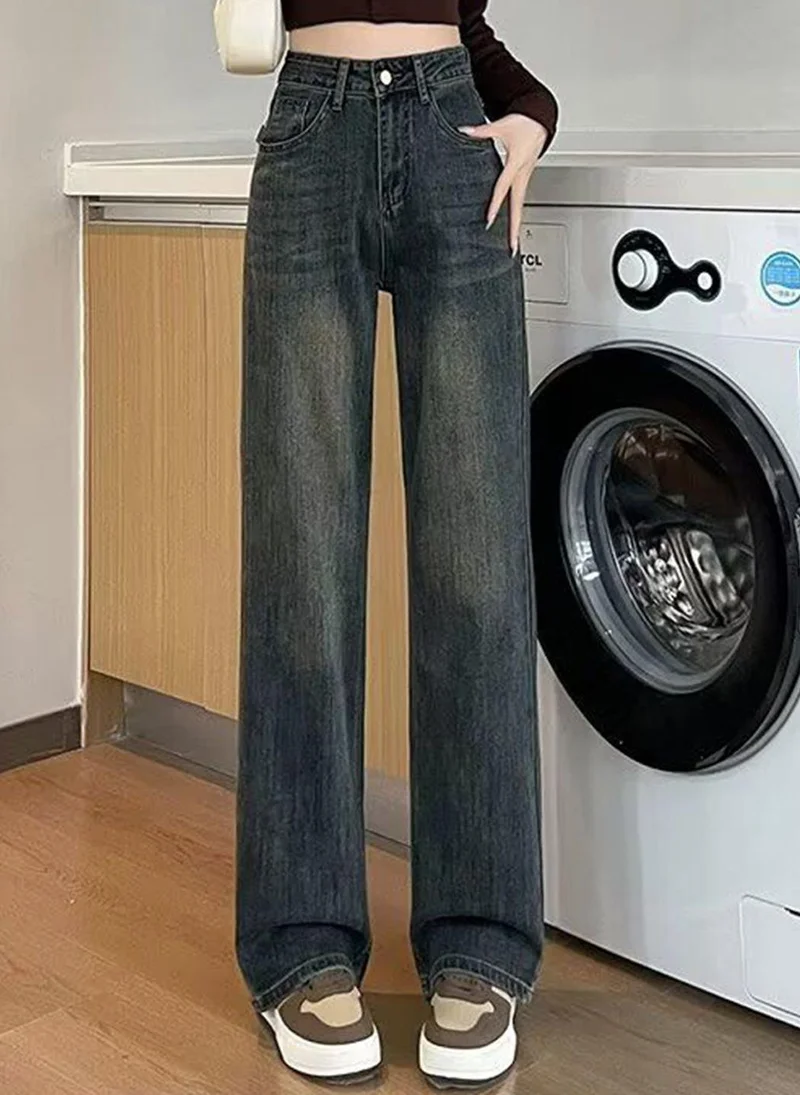 YUNIQEE Blue Cotton Straight Fit High-Rise Denim Jeans