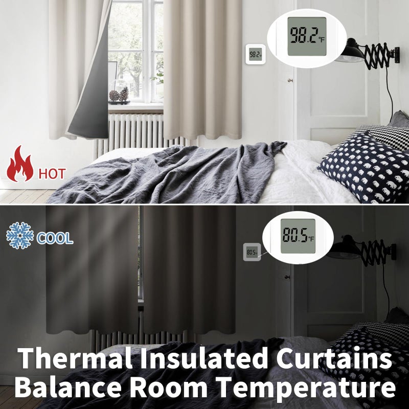 BGment Thermal Insulated 100% Blackout Curtains for Bedroom with Black Liner  Double Layer Full Room Darkening Noise Reducing Grommet Curtain (38 x 84 Inch  Cashmere  2 Panels) - Image 3