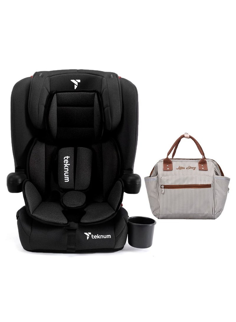 TEKNUM Pack And Go Foldable Car Seat With Ace Ivory Diaper Bag - Black - Image 1