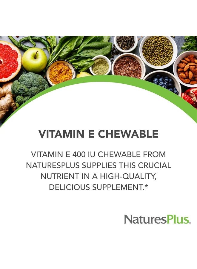 Nature's Plus NaturesPlus Vitamin E Chewable - 400 iu, 90 Vegetarian Tablets - Natural Carob Flavor - Healthy Cardiovascular Function, Free-Radical Defense & Overall Wellbeing - Gluten-Free - 90 Servings - Image 3