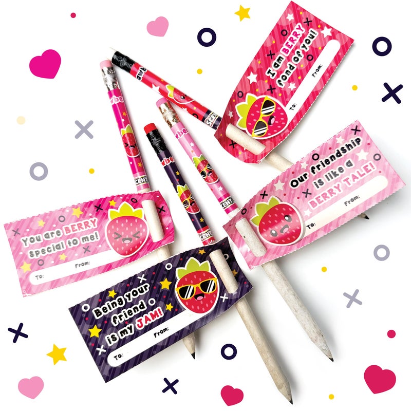 Scentco Valentines Scentcils â€“ Patented Strawberry Scented HB #2 Pencils, 26 Ct, Made from Recycled Newspapers, with Valentines Cards â€“ Gifts for Kids & School Supplies - Image 5