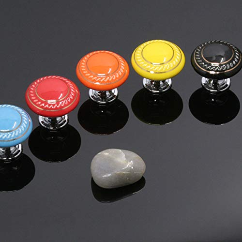 HUAMULAN 15 Pack Ceramic Knob Simple Dresser Kitchen Round Cabinet Pulls,Zinc Alloy Base Cupboard Wardrobe Drawer Door Handles,3 Size Screws - Image 5