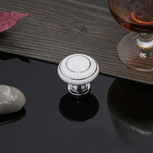 HUAMULAN 15 Pack Ceramic Knob Simple Dresser Kitchen Round Cabinet Pulls,Zinc Alloy Base Cupboard Wardrobe Drawer Door Handles,3 Size Screws - Image 3