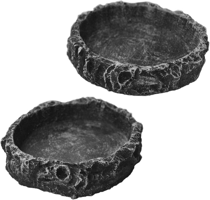 OperSeven 2 Pack Reptile Water Dish Reptile Water and Food Bowls Reptile Feeding Dish ,Breadworm Feeding for Leopard Gecko Lizard Spider Scorpion Chameleon (2Pcs Round) - Image 1