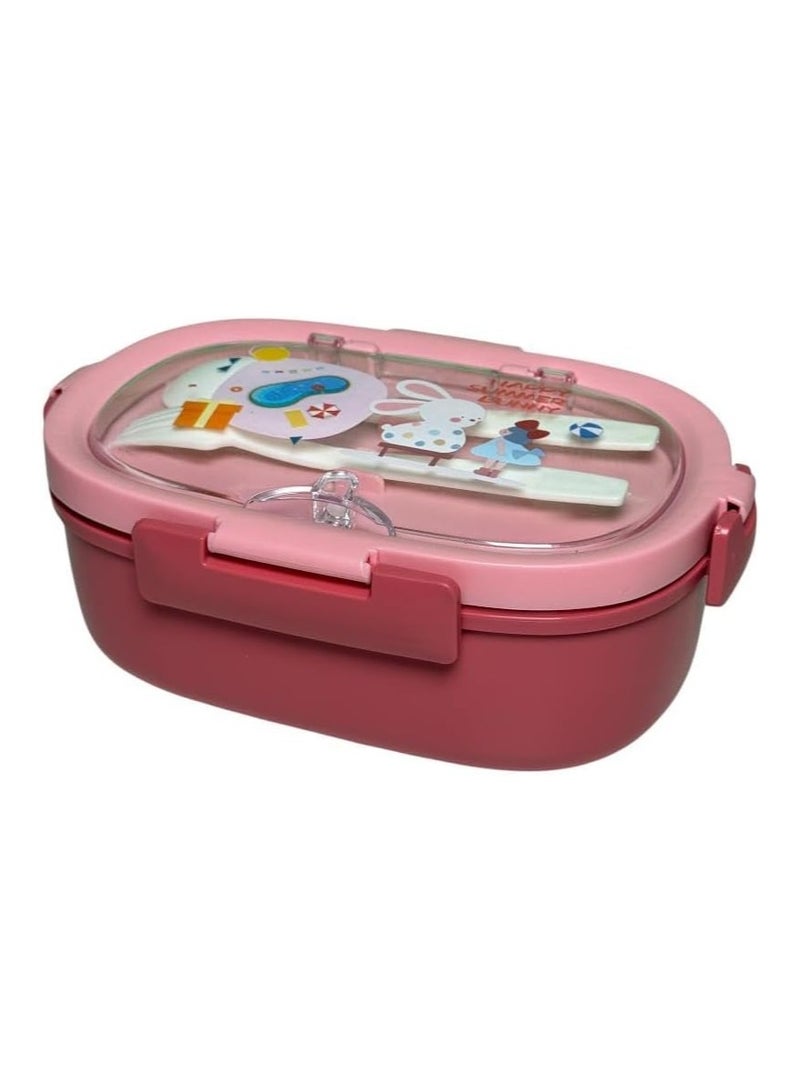 QSHOP Kids Lunch Box – 3 Compartments Organizer + Utensil (Spoon & Fork) Perfect for School, Classes, Club, Kids Activities  - Image 1