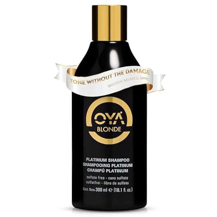 OYA Blonde Platinum Shampoo - Violet Color-Correcting Shampoo - Helps Reduce Warm & Dull Tones on Highlighted Hair - Gentle Sulfate-Free Cleanser with Sea Kelp, Green Tea & Sunflower Extract - 300 ml - Image 1
