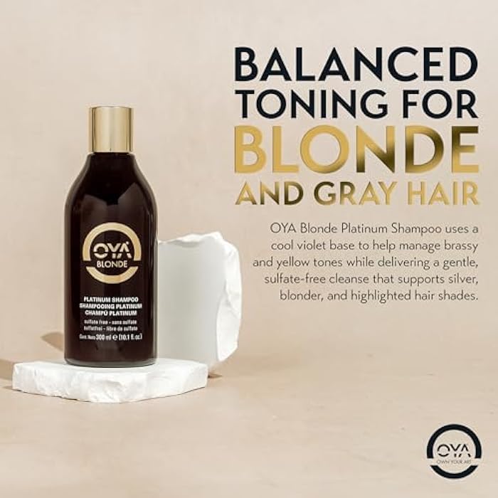 OYA Blonde Platinum Shampoo - Violet Color-Correcting Shampoo - Helps Reduce Warm & Dull Tones on Highlighted Hair - Gentle Sulfate-Free Cleanser with Sea Kelp, Green Tea & Sunflower Extract - 300 ml - Image 3