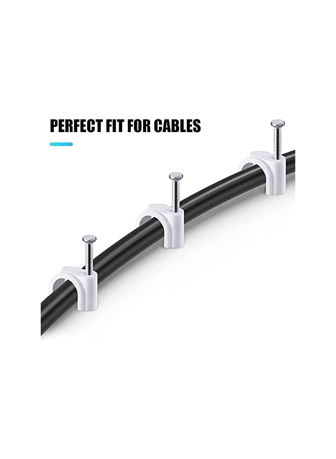PROMASS Pcs Round Cable Clips, Cable Management 5 Sizes - 4mm 5mm 6mm 8mm 10mm, Cable Nail Clips Electrical Cable Wall Clips for Wire Ethernet Cable, Telephone Cable, TV Wire, White - Image 4