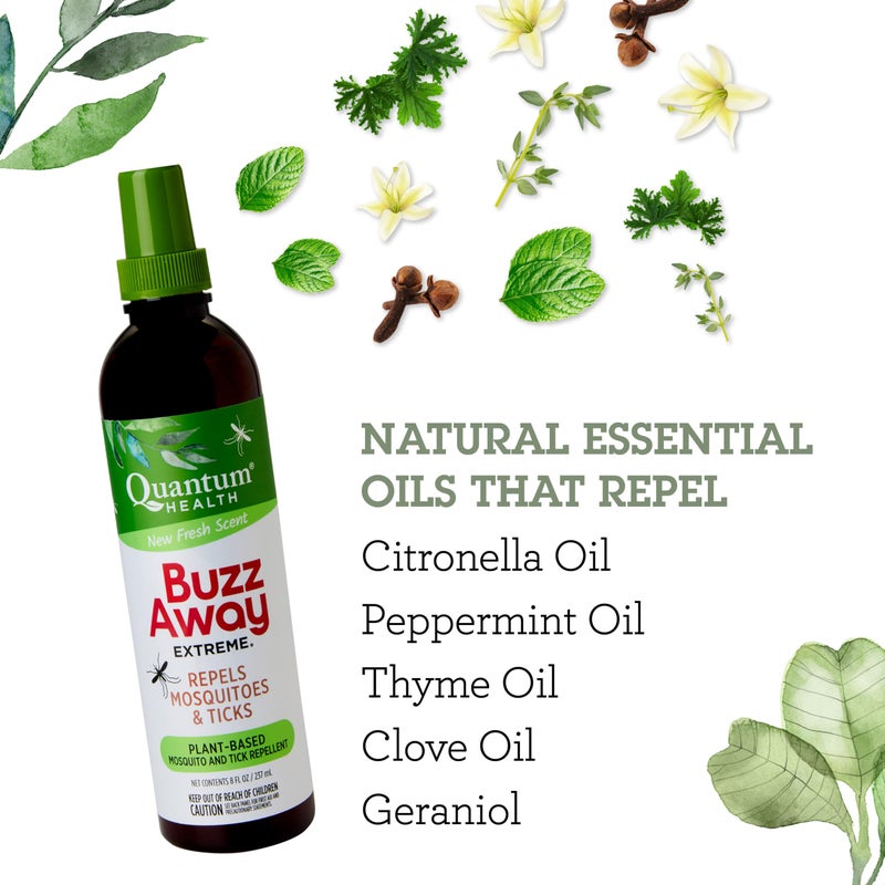 Quantum Health Buzz Away Extreme - DEET-free Insect Repellent, Essential Oil Bug Spray - Small Children and Up, Travel Friendly, 8 Fl Oz, multicolor (00073184) - Image 3