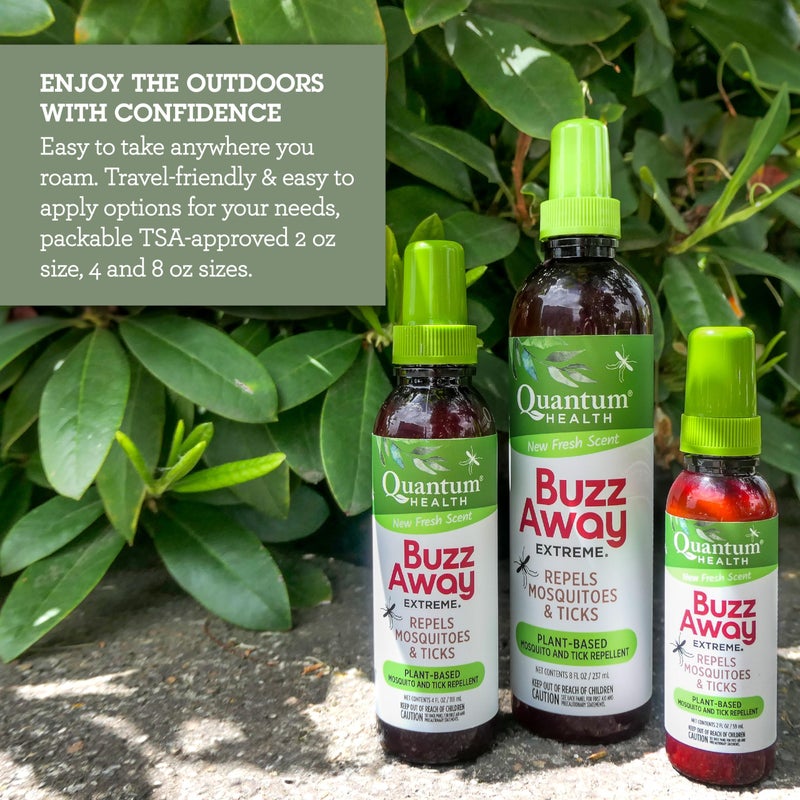 Quantum Health Buzz Away Extreme - DEET-free Insect Repellent, Essential Oil Bug Spray - Small Children and Up, Travel Friendly, 8 Fl Oz, multicolor (00073184) - Image 2