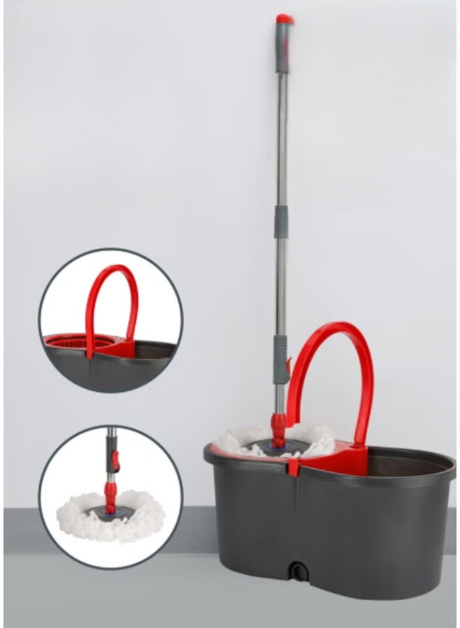 360° Spin Mop with Bucket – Self-Wringing Rotating Cleaning System – Stainless Steel Pole – Super Absorbent Microfiber Mop Head – Floor Cleaning Kit for Home, Office & Any Floor Tiles - Image 2