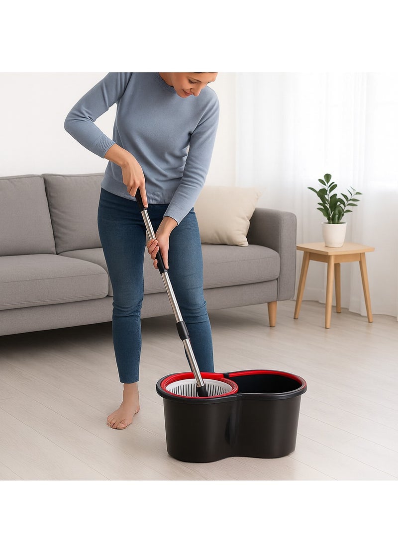 360° Spin Mop with Bucket – Self-Wringing Rotating Cleaning System – Stainless Steel Pole – Super Absorbent Microfiber Mop Head – Floor Cleaning Kit for Home, Office & Any Floor Tiles - Image 4