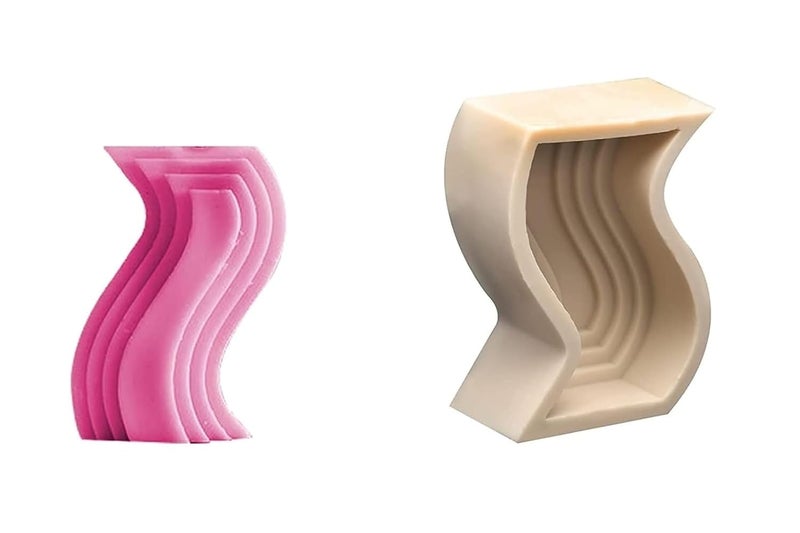Shoppeecity I Shaped Wavy Candle Mold I Geometric Striped Pillar Mold IShaped Silicone Mould I Simple Lines Epoxy Mould I for Handmade Ornament Aromatherapy Soap Resin Casting Art Craft Making I Shape - Image 1