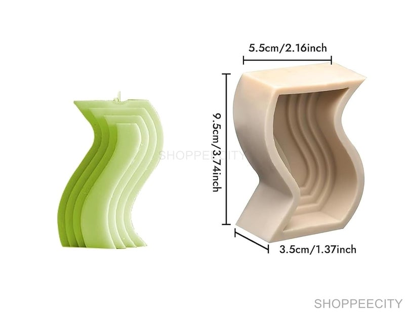 Shoppeecity I Shaped Wavy Candle Mold I Geometric Striped Pillar Mold IShaped Silicone Mould I Simple Lines Epoxy Mould I for Handmade Ornament Aromatherapy Soap Resin Casting Art Craft Making I Shape - Image 4