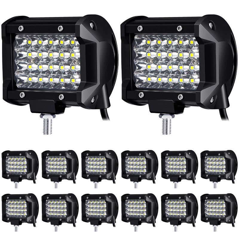 Yexiya 12 Pack LED Pods 72w 14400lm Flood LED Light Bar Spot Driving Off Road Fog Light Off Road Bar Waterproof for Boat Truck ATV UTV SUV(4 Inch) - Image 1