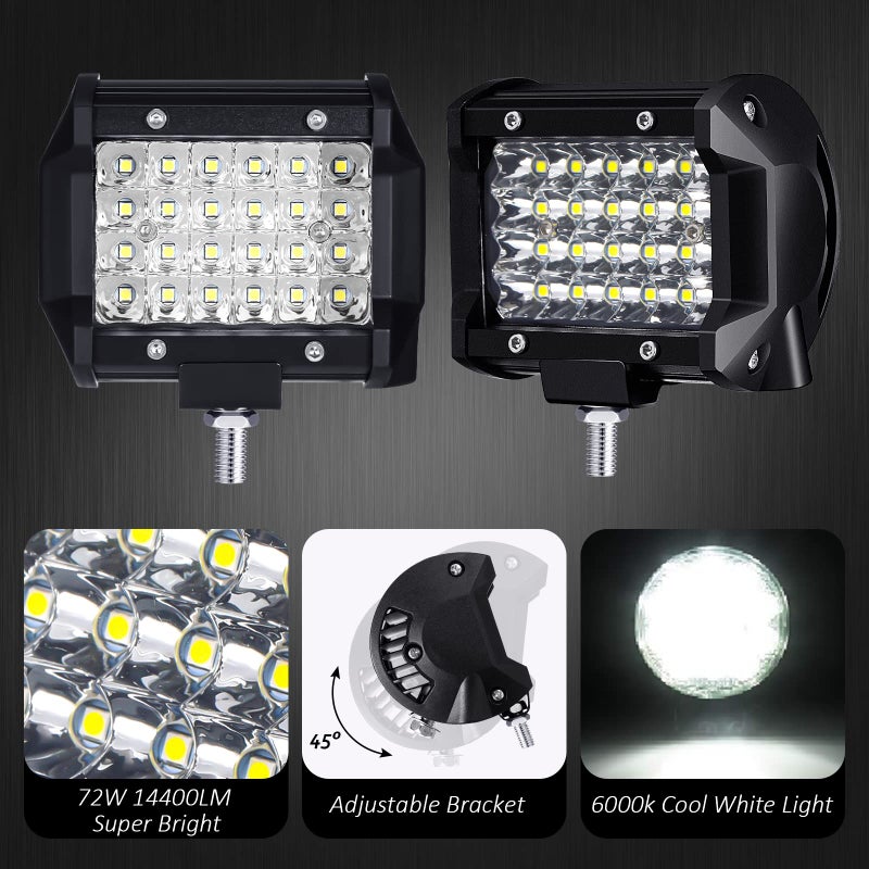 Yexiya 12 Pack LED Pods 72w 14400lm Flood LED Light Bar Spot Driving Off Road Fog Light Off Road Bar Waterproof for Boat Truck ATV UTV SUV(4 Inch) - Image 4