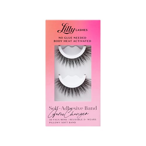Lilly Lashes 3D Self Adhesive Eyelashes, No Lash Glue Needed, Body Heat Activated Press on Lashes, Reusable Self Adhesive Eyelashes Up to 5x, Easy to Apply & Remove (GameChanger) - Image 1
