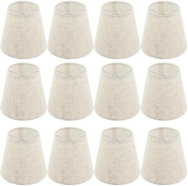 Lnrueg Set of 6 Chandelier Lamp Shades 5 Inch, Mini Barrel Lampshades Clip On for Table Lamp Wall Lamp Replacement, Natural Linen Mini Lamp Shade, 3.5x5x5.5in (Top Height  Bottom) - Image 3