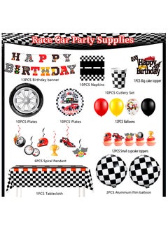 FRUITFUL PARTY Race Car Birthday Decorations for 10 Guests, Cars Party  Disposable Tableware Party  Set  - Image 2