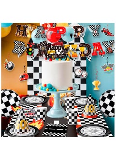 FRUITFUL PARTY Race Car Birthday Decorations for 10 Guests, Cars Party  Disposable Tableware Party  Set  - Image 4