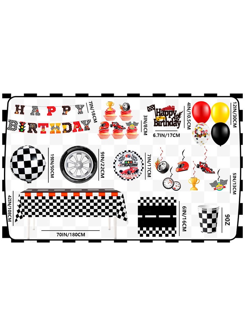 FRUITFUL PARTY Race Car Birthday Decorations for 10 Guests, Cars Party  Disposable Tableware Party  Set  - Image 3
