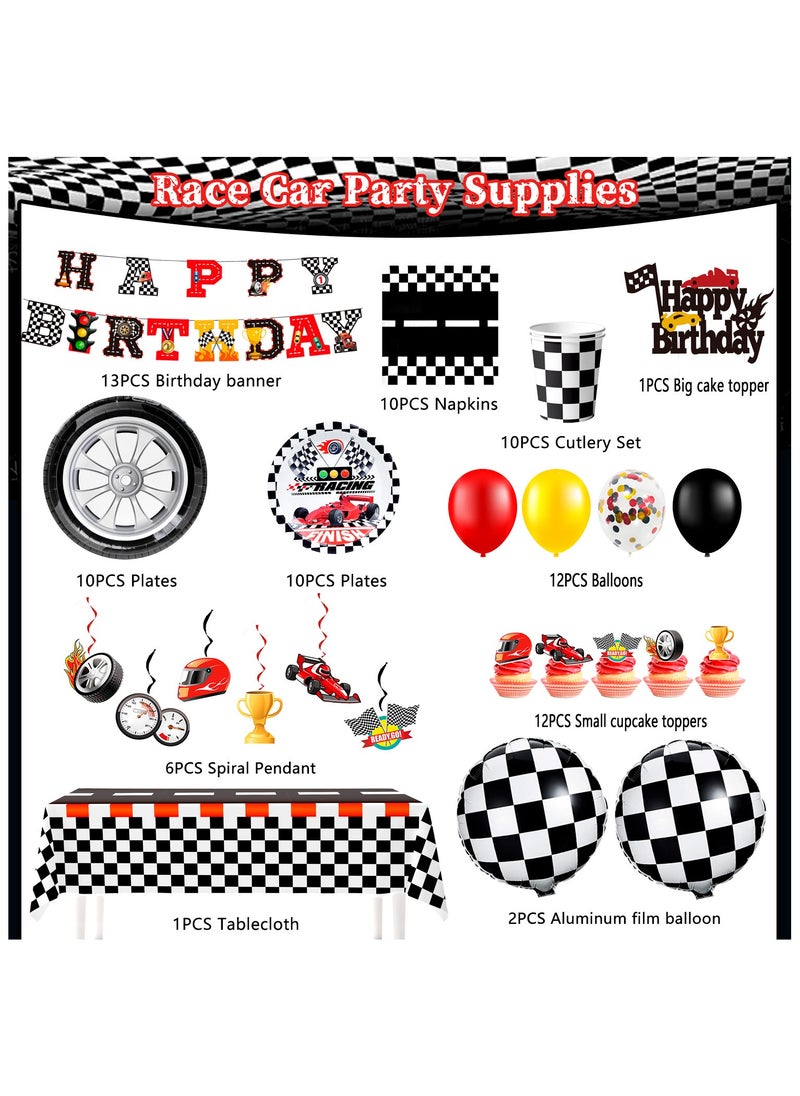 FRUITFUL PARTY Race Car Birthday Decorations for 10 Guests, Cars Party  Disposable Tableware Party  Set  - Image 2
