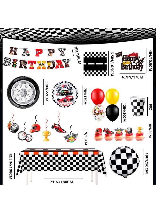 FRUITFUL PARTY Race Car Birthday Decorations for 10 Guests, 117pcs Cars Party  Disposable Tableware Set for Race Car Birthday Decoration Supplies - Image 3