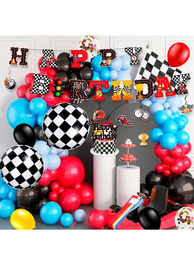 FRUITFUL PARTY Race Car Birthday Decorations for 10 Guests, 117pcs Cars Party  Disposable Tableware Set for Race Car Birthday Decoration Supplies - Image 5
