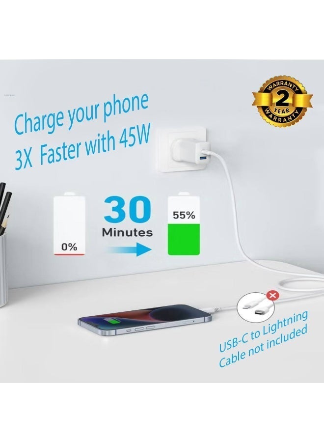 انستي شاحن سريع تايب سي 45 واط، راس شاحن مع سلك - Image 5