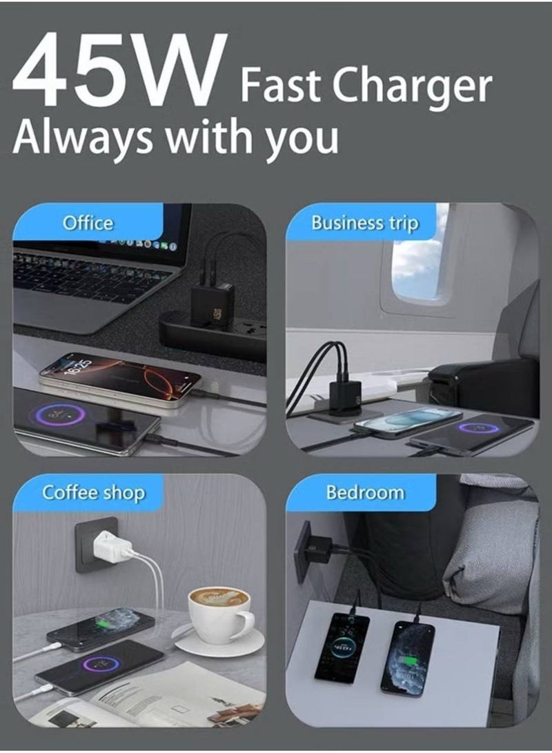 انستي شاحن سريع تايب سي 45 واط، راس شاحن مع سلك - Image 3