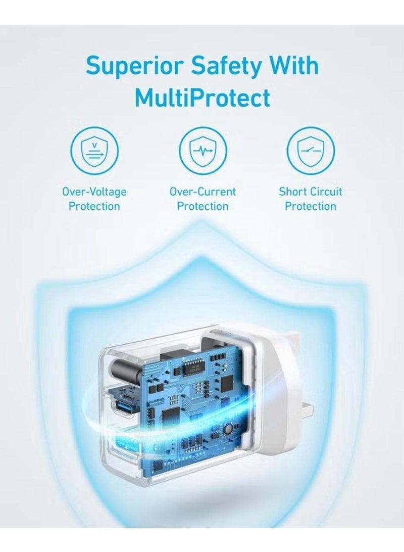 انستي شاحن سريع تايب سي 45 واط، راس شاحن مع سلك - Image 4